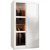 MEBLE KRYSPOL DOME 3 Zweitüriger Schrank, 200x100x62cm - Weiß, Weiß, Silber