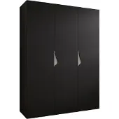 MEBLE KRYSPOL Schrank 150x202x52 cm mit Kleiderstange, 3xTür, SANDI, Schwarz, Griff Kaschmir