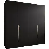 MEBLE KRYSPOL Schrank 200x202x52 cm mit Kleiderstange, 4xTür, PIANO, Schwarz, Griff Kaschmir