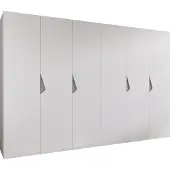 MEBLE KRYSPOL Schrank 300x202x52 cm mit Kleiderstange, 6xTür, SANDI, Weiß, Griff Kaschmir