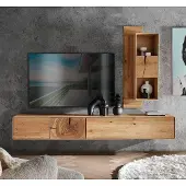 Lomadox Wohnwand Set in Eiche massiv mit Lowboard & Wandregal, 2-teilig - WESTON-69