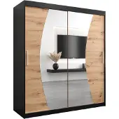 MEBLE KRYSPOL Kleiderschrank, Schiebetürenschrank Schlafzimmer, Schrank mit Spiegel WAVE 180 cm
