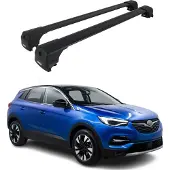 Omtec Dachträger Grundtäger für Opel Grandland X 2017-2022 75kg Aluminium Schwarz 2tlg