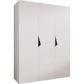MEBLE KRYSPOL Schrank 150x202x52 cm mit Kleiderstange, 3xTür, SANDI, Weiß, Griff Schwarz
