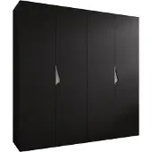 MEBLE KRYSPOL Schrank 200x202x52 cm mit Kleiderstange, 4xTür, SANDI, Schwarz, Griff Kaschmir