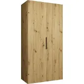 MEBLE KRYSPOL , Kleiderschrank, Schrank 100 cmx202x52, Artisan Eiche, Schwarz