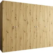 MEBLE KRYSPOL Schrank 250x202x52 cm mit Kleiderstange, 5xTür, PARMA, Artisan-Eiche, Griff Silber
