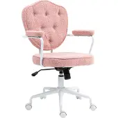 Dopwii Schöner Bürostuhl mit geknöpftem, weichem Bezug, höhenverstellbar, Rosa