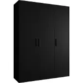 MEBLE KRYSPOL Schrank 150x202x52 cm mit Kleiderstange, 3xTür, BARI, Schwarz, Griff Schwarz