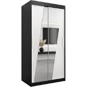 MEBLE KRYSPOL Kleiderschrank, Schiebetürenschrank Schlafzimmer, Schrank mit Spiegel RHOMB 100 cm