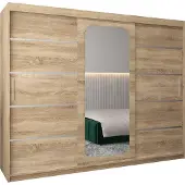 MEBLE KRYSPOL Promo 2250 Schlafzimmerschrank drei Schiebetüren - Sonoma