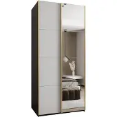 MEBLE KRYSPOL LUX 3 Schrank - 245,5x120x64cm - Schwarz, Weiß, Gold