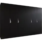 MEBLE KRYSPOL Schrank 300x202x52 cm mit Kleiderstange, 6xTür, SANDI, Schwarz, Griff Kaschmir