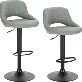 EUGAD 2er-Set Barhocker drehbar, höhenverstellbar, aus Kunstleder, Grau