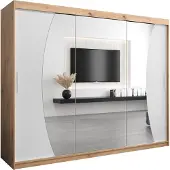 MEBLE KRYSPOL Kleiderschrank, Schiebetürenschrank Schlafzimmer, Schrank mit Spiegel WAVE 250 cm