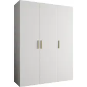 MEBLE KRYSPOL Schrank 150x202x52 cm mit Kleiderstange, 3xTür, BARI, Weiß, Griff Gold