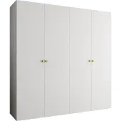 MEBLE KRYSPOL Schrank 200x202x52 cm mit Kleiderstange, 4xTür, PARMA, Weiß, Griff Gold