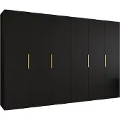 MEBLE KRYSPOL , Kleiderschrank, Schrank 300 cmx202x52, Schwarz, Gold