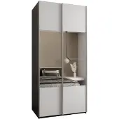 MEBLE KRYSPOL LUX 4 Schrank - 245,5x100x64cm - Schwarz, Weiß, Silber