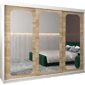 MEBLE KRYSPOL Promo 3250 Schlafzimmerschrank drei Schiebetüren - Mattweiß + Sonoma