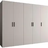 MEBLE KRYSPOL Schrank 250x202x52 cm mit Kleiderstange, 5xTür, BARI, Kaschmir, Griff Schwarz