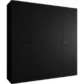 MEBLE KRYSPOL Schrank 200x202x52 cm mit Kleiderstange, 4xTür, PARMA, Schwarz, Griff Schwarz