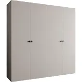 MEBLE KRYSPOL Schrank 200x202x52 cm mit Kleiderstange, 4xTür, PARMA, Kaschmir, Griff Schwarz