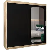 MEBLE KRYSPOL Promo 2200 Schlafzimmerschrank zwei Schiebetüren - Sonoma + Mattschwarz