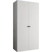 MEBLE KRYSPOL Schrank 100x202x52 cm mit Kleiderstange, 2xTür, PARMA, Weiß, Griff Schwarz