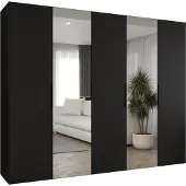 MEBLE KRYSPOL , Kleiderschrank, Schrank 250 cmx202x52, Schwarz, Schwarz