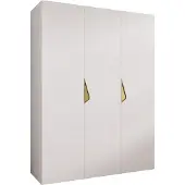 MEBLE KRYSPOL Schrank 150x202x52 cm mit Kleiderstange, 3xTür, SANDI, Weiß, Griff Gold
