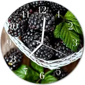 Tulup Glasuhr Wanduhr Küchenuhr Echt-Glas 30fi cm Brombeeren lila