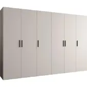 MEBLE KRYSPOL Schrank 300x202x52 cm mit Kleiderstange, 6xTür, BARI, Kaschmir, Griff Schwarz