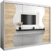 MEBLE KRYSPOL Kleiderschrank, Schiebetürenschrank Schlafzimmer, Schrank mit Spiegel MADRYT 250 cm