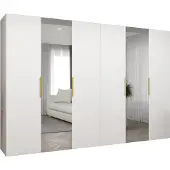 MEBLE KRYSPOL , Kleiderschrank, Schrank 300 cmx202x52, Weiß, Gold
