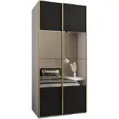 MEBLE KRYSPOL LUX 4 Schrank - 245,5x110x64cm - Weiß, Schwarz, Gold