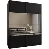 MEBLE KRYSPOL LUX 4 Schrank - 245,5x200x64cm - Schwarz, Schwarz, Silber