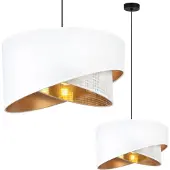Light11 HOME ASTI Hängelampe, schräg, schwarz, 1 flacher Lampenschirm, weißgolden, TS