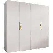 MEBLE KRYSPOL Schrank 200x202x52 cm mit Kleiderstange, 4xTür, SANDI, Weiß, Griff Gold