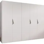 MEBLE KRYSPOL Schrank 250x202x52 cm mit Kleiderstange, 5xTür, SANDI, Weiß, Griff Kaschmir