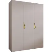 MEBLE KRYSPOL Schrank 150x202x52 cm mit Kleiderstange, 3xTür, SANDI, Kaschmir, Griff Gold