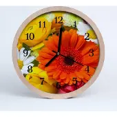 Tulup Holzuhr 20fi cm wanduhr - Blumen Blumen