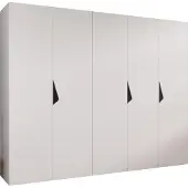 MEBLE KRYSPOL Schrank 250x202x52 cm mit Kleiderstange, 5xTür, SANDI, Weiß, Griff Schwarz
