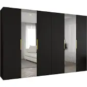 MEBLE KRYSPOL , Kleiderschrank, Schrank 300 cmx202x52, Schwarz, Gold