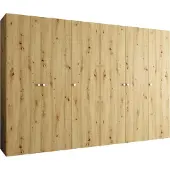 MEBLE KRYSPOL Schrank 300x202x52 cm mit Kleiderstange, 6xTür, PARMA, Artisan-Eiche, Griff Silber