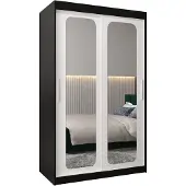 MEBLE KRYSPOL Promo 3120 Schlafzimmerschrank zwei Schiebetüren - Mattschwarz + Mattweiß