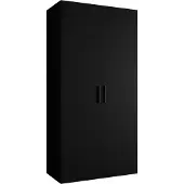 MEBLE KRYSPOL Schrank 100x202x52 cm mit Kleiderstange, 2xTür, BARI, Schwarz, Griff Schwarz