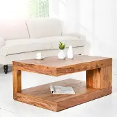 Cagü : Exklusiver Design Couchtisch [AGRA] Sheesham Massivholz 90cm x 60cm Rechteckig