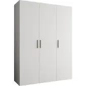 MEBLE KRYSPOL Schrank 150x202x52 cm mit Kleiderstange, 3xTür, BARI, Weiß, Griff Silber