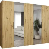 MEBLE KRYSPOL , Kleiderschrank, Schrank 250 cmx202x52, Artisan Eiche, Schwarz
